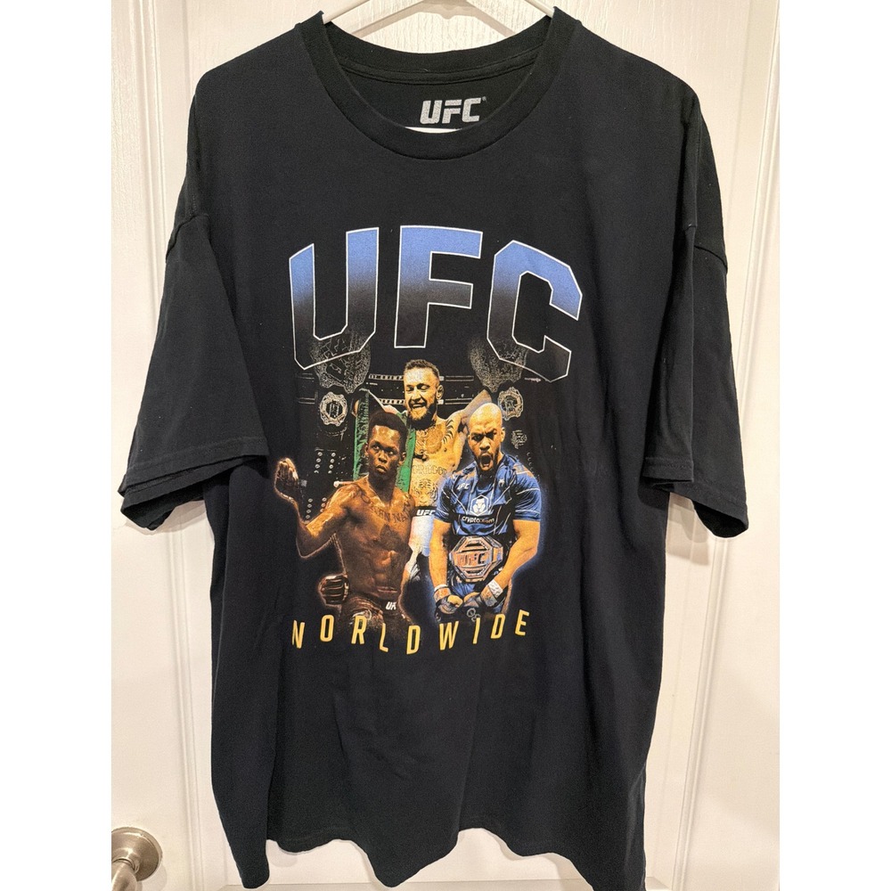 UFC Worldwide Graphic T-Shirt XXL Black McGregor Adesanya Usman MMA Tee 2024